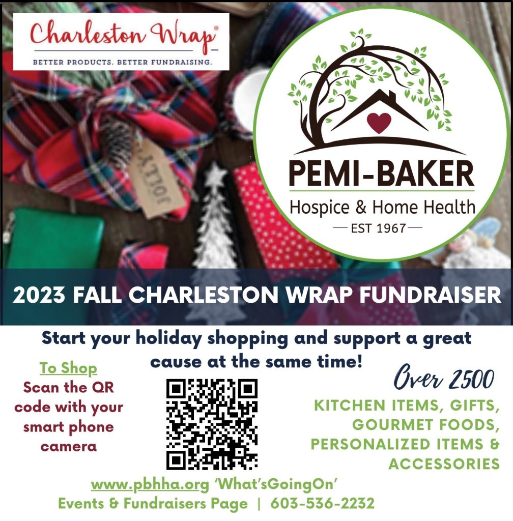 Charleston Wrap Fall fundraiser, Pemi-Baker Hospice & Home Health, Plymouth, NH